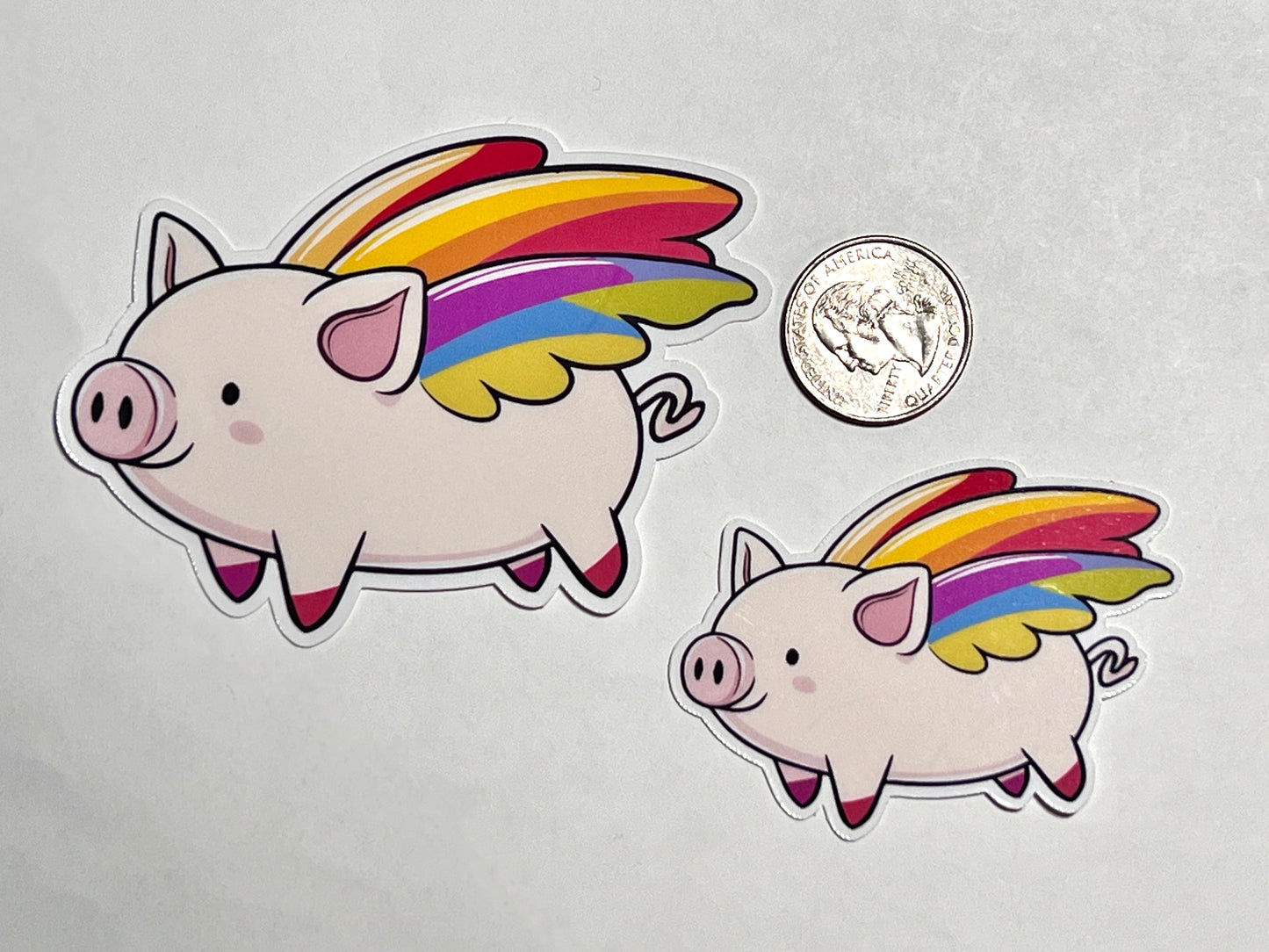 Flying Pig with Rainbow Wings Sticker | Pig with Colorful Wings Vinyl Sticker