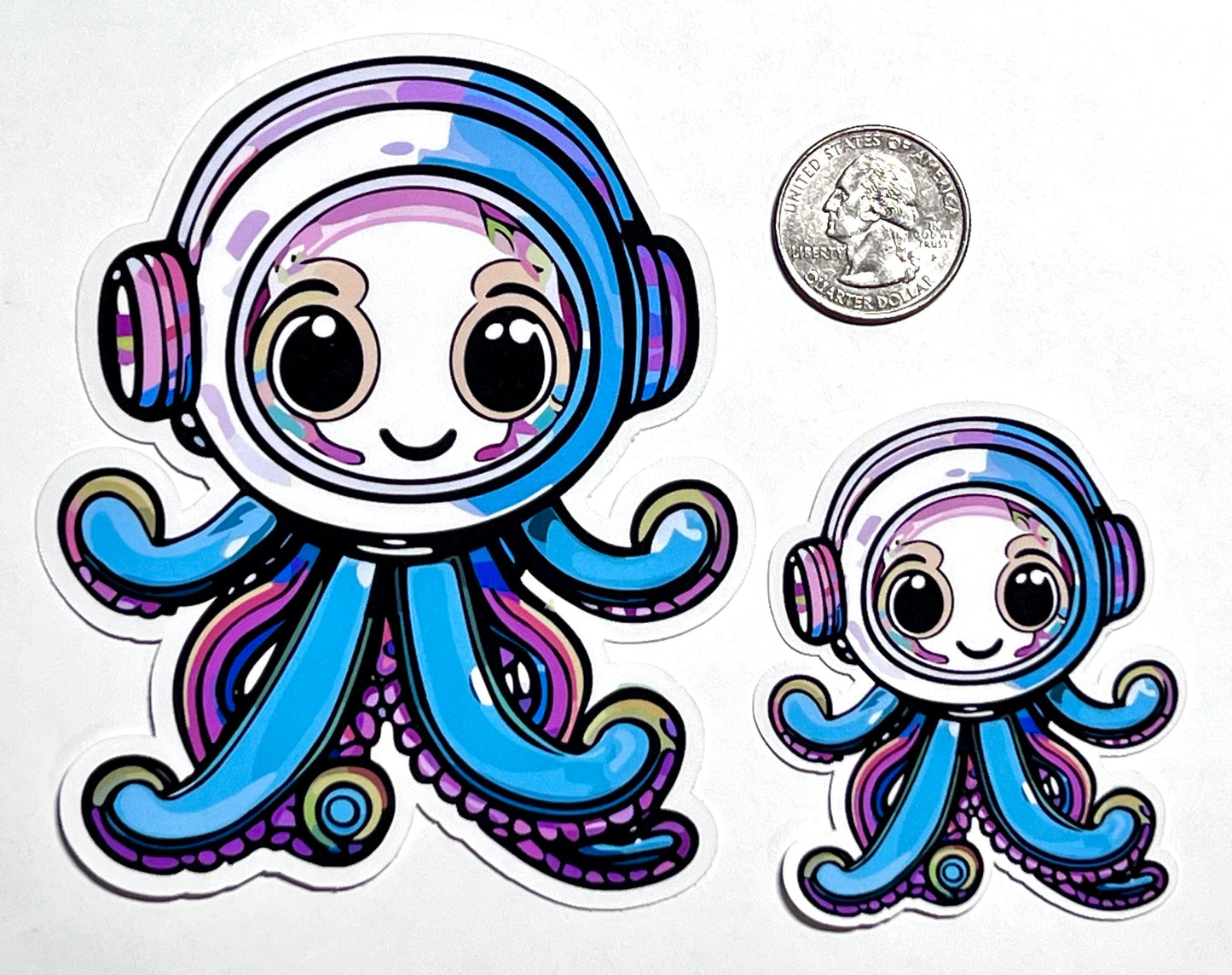 Astronaut Octopus Vinyl Sticker image 2