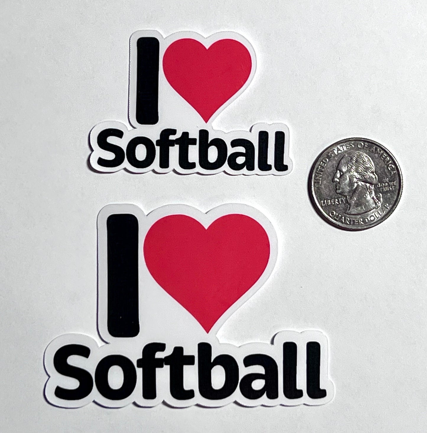I Heart Softball Vinyl Sticker image 2