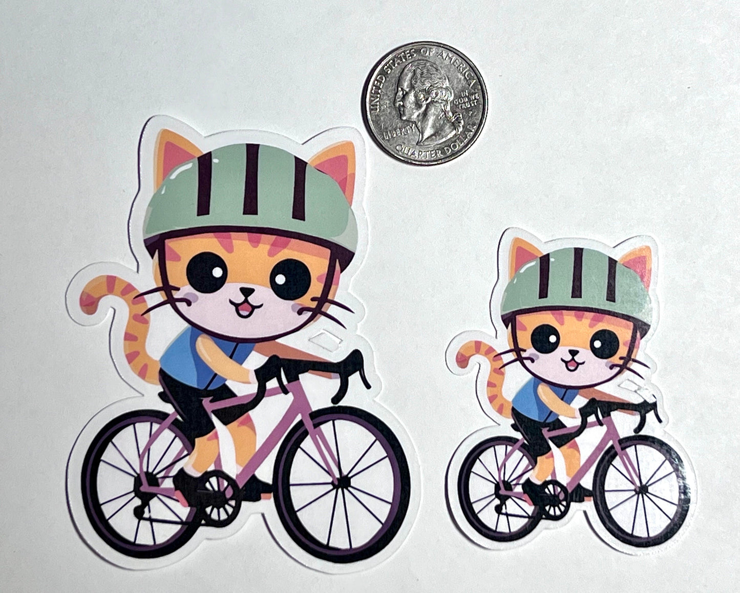 Cycling Cat Vinyl Sticker image 2