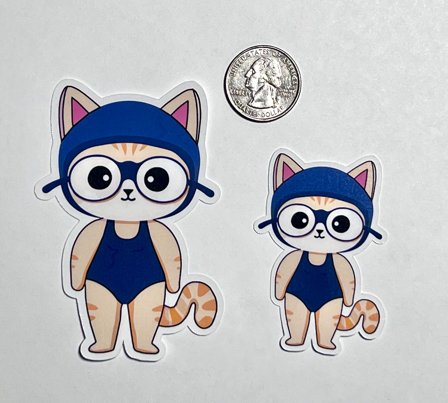 Swimming Girl Cat Vinyl Sticker image 2