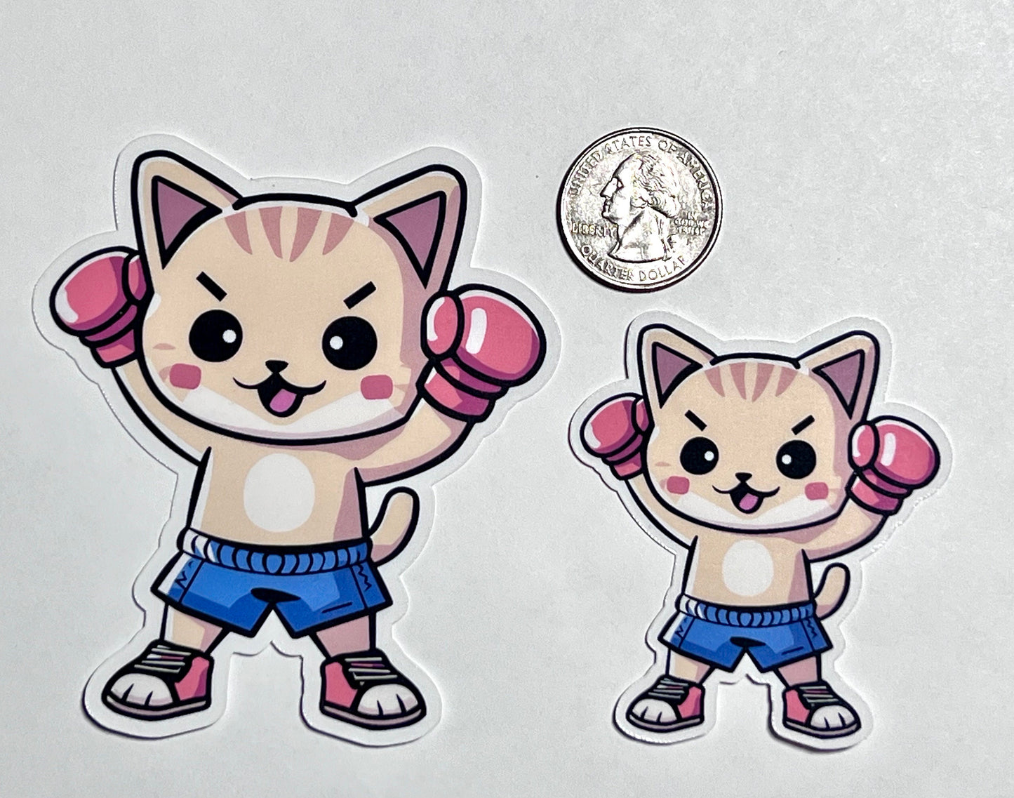 Boxing Cat Vinyl Sticker image 2