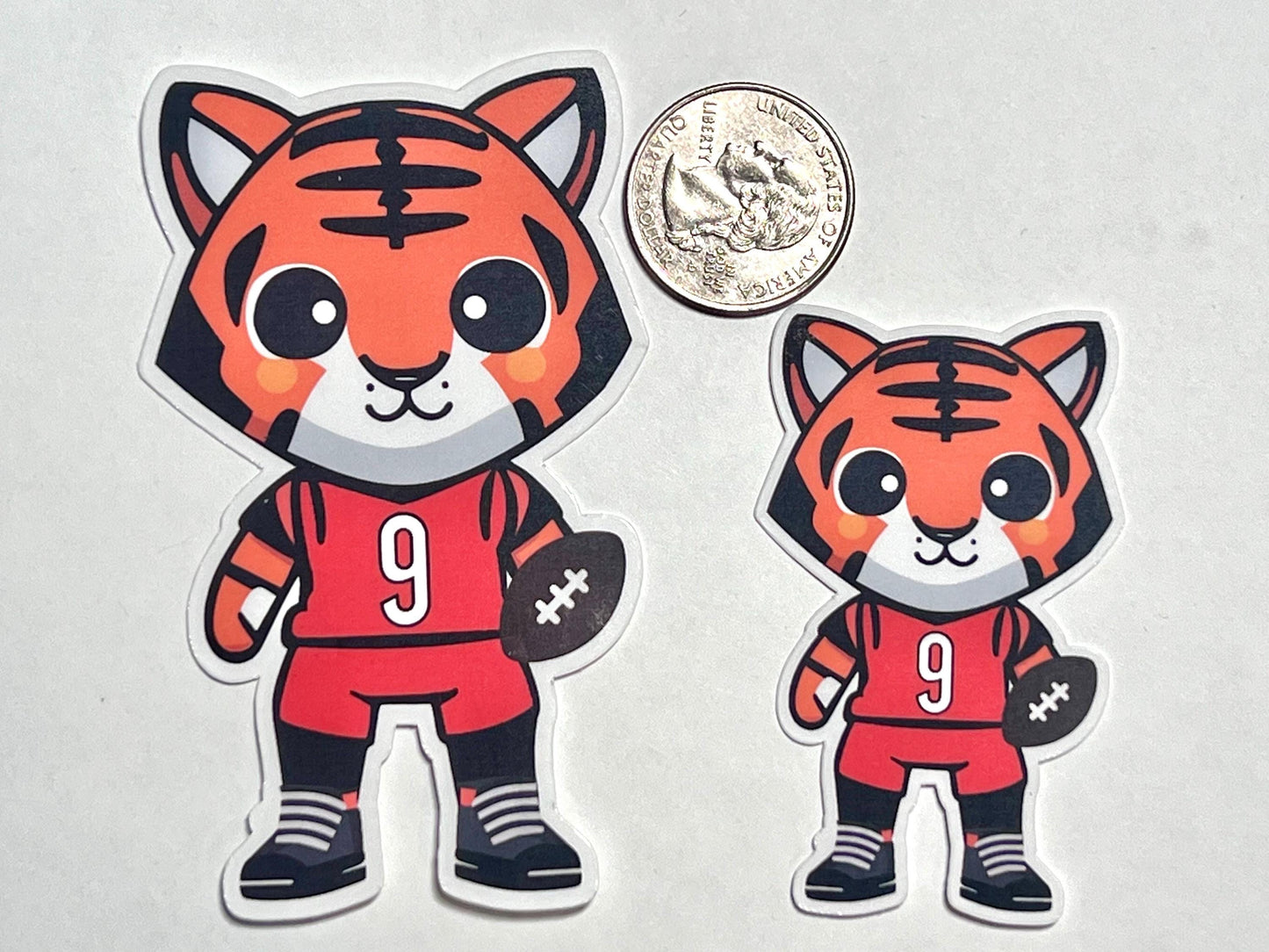 Tiger Wearing Joe Burrow's All Orange Uniform Vinyl Sticker image 2