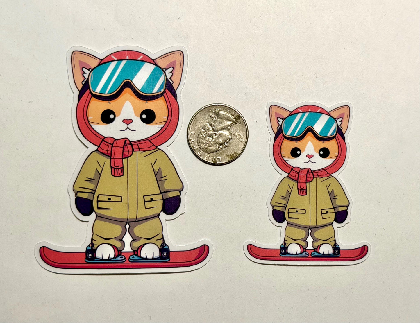 Snowboarding Cat Vinyl Sticker image 2