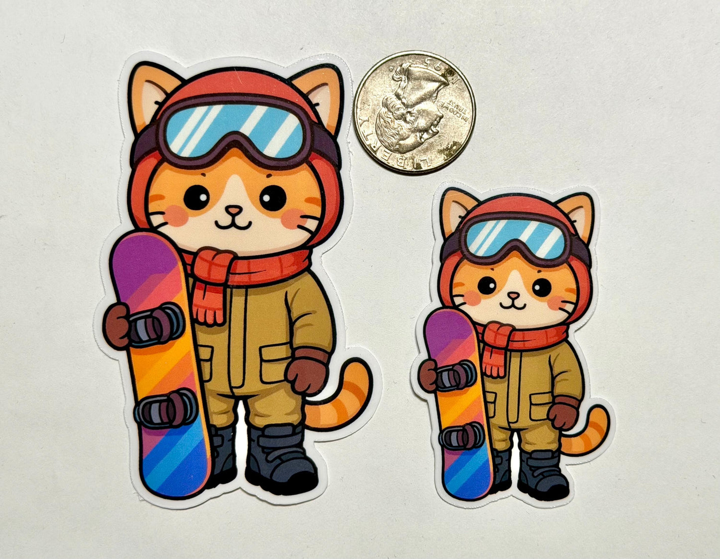 Snowboarding Cat Vinyl Sticker image 2