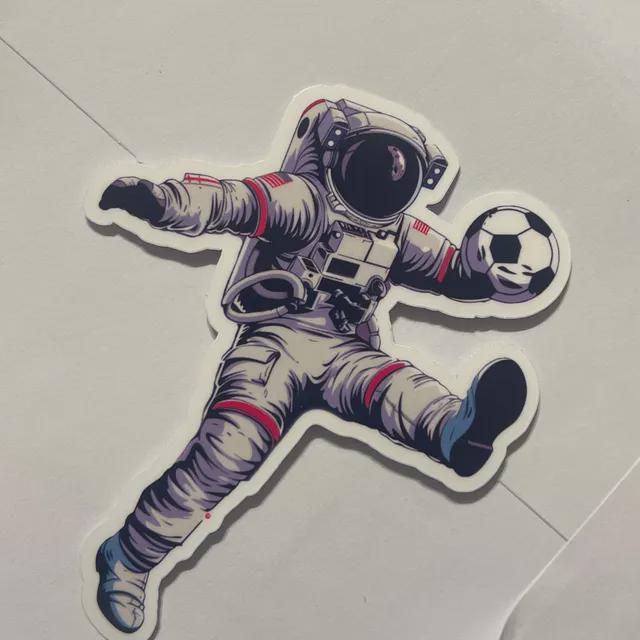 Soccer Astronaut Vinyl Sticker image 3