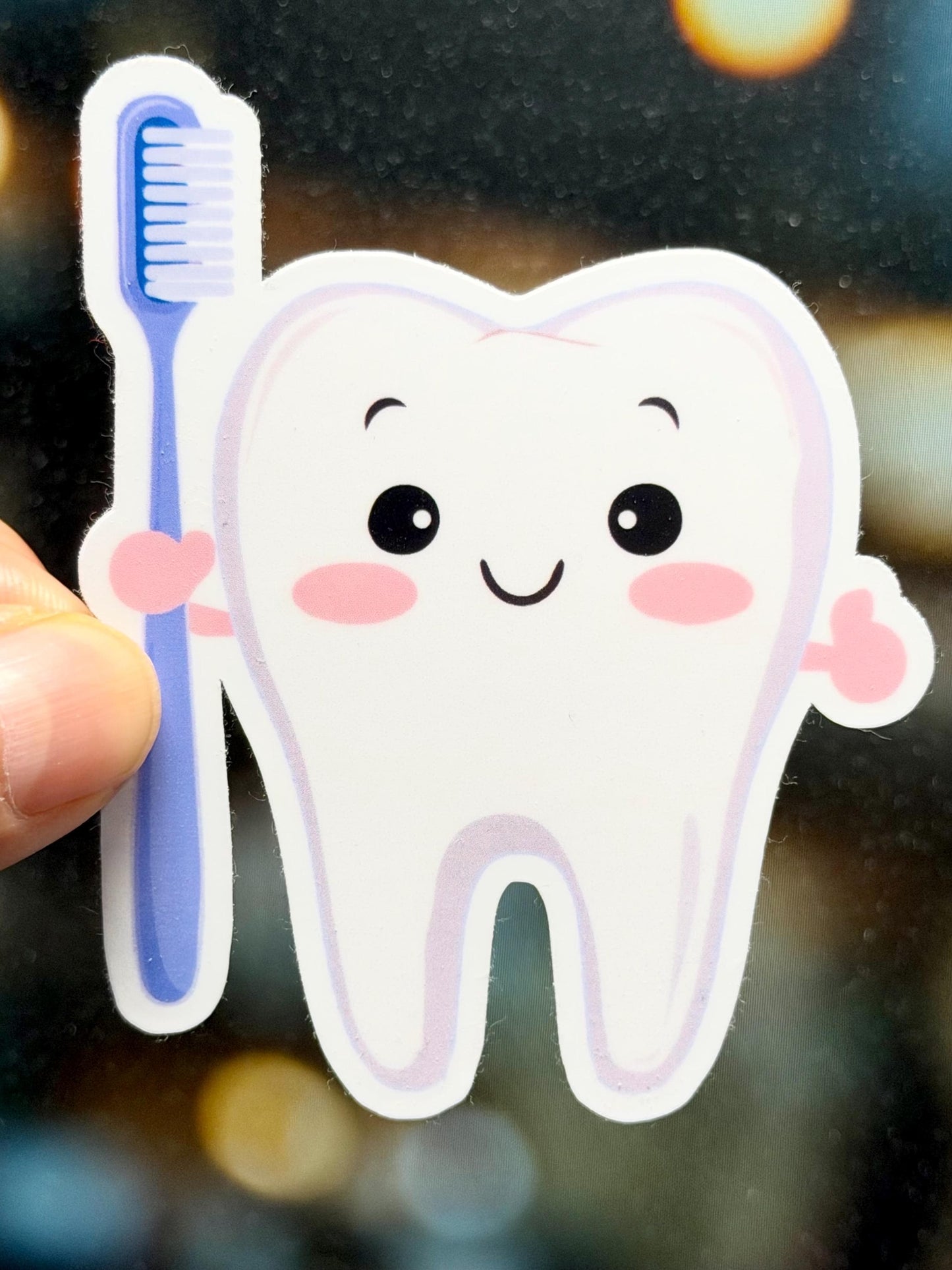 Blue Toothbrush Tooth Vinyl Sticker
