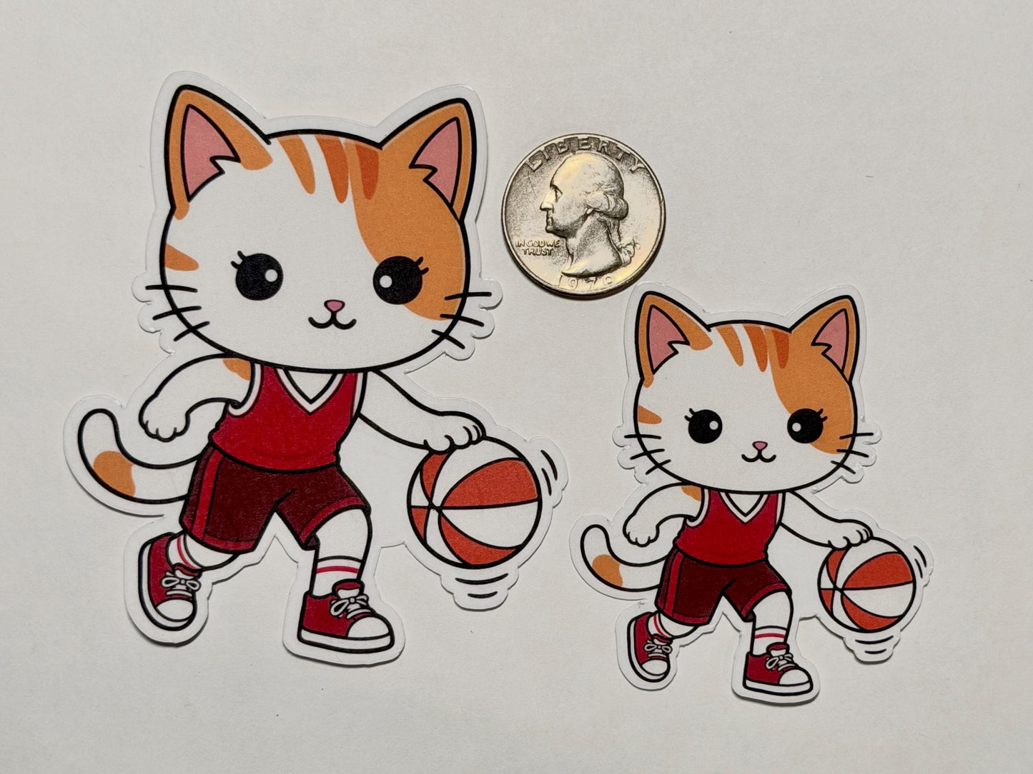 Girls Basketball Cat Vinyl Sticker image 2