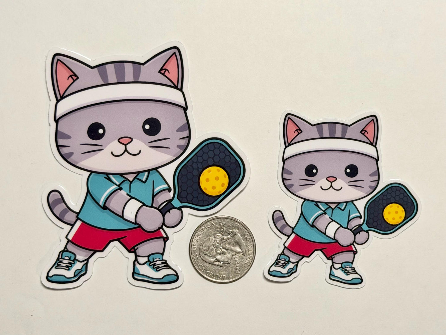 Pickleball Cat Vinyl Sticker image 2