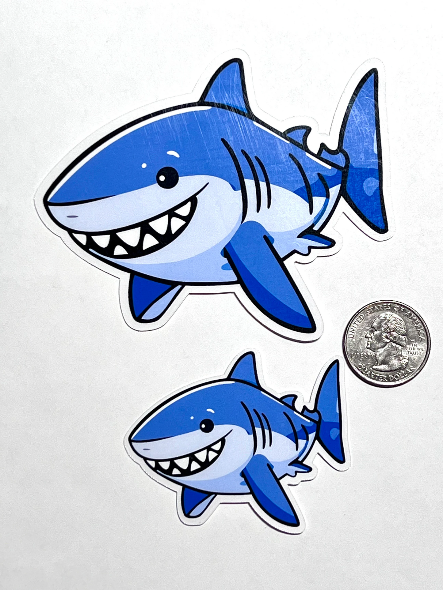 Blue Shark Sticker | Cute Smiling Cartoon Shark Sticker