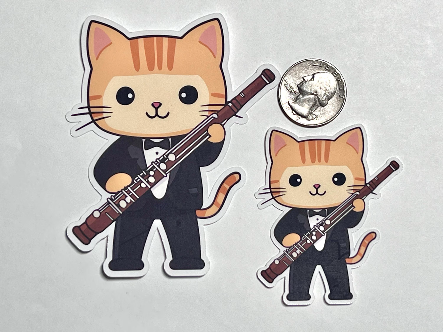 Bassoon Cat Sticker | Bassoon Kitty Orchestra Vinyl Sticker