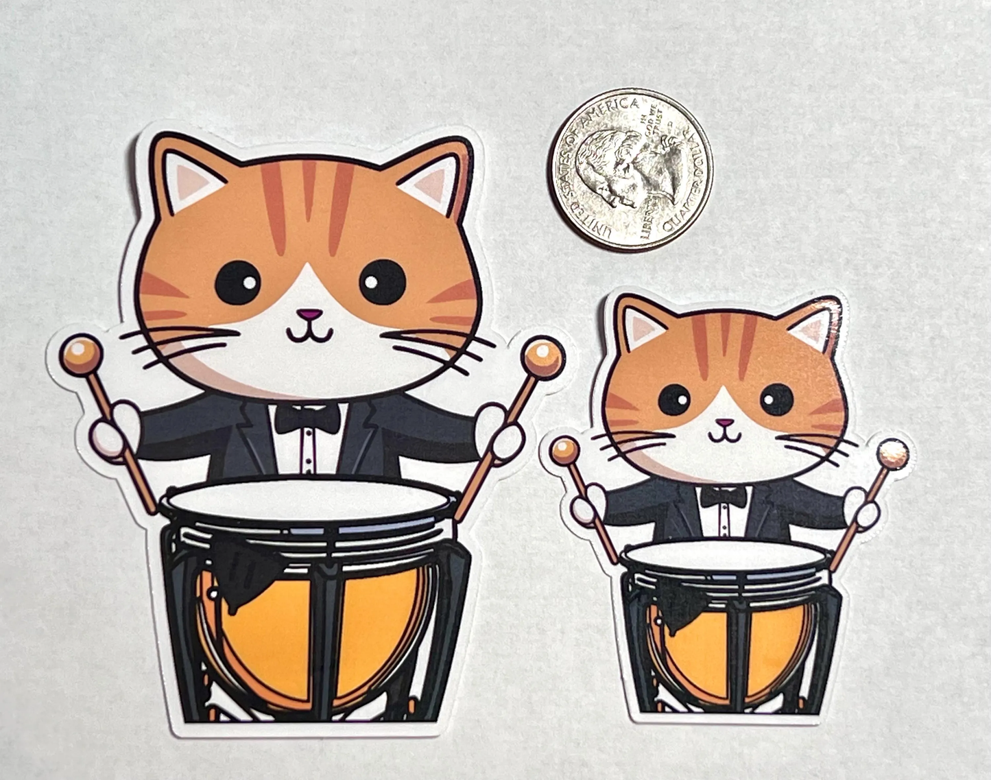 Timpani Drum Cat Sticker | Percussion Kitty Orchestra Vinyl Sticker
