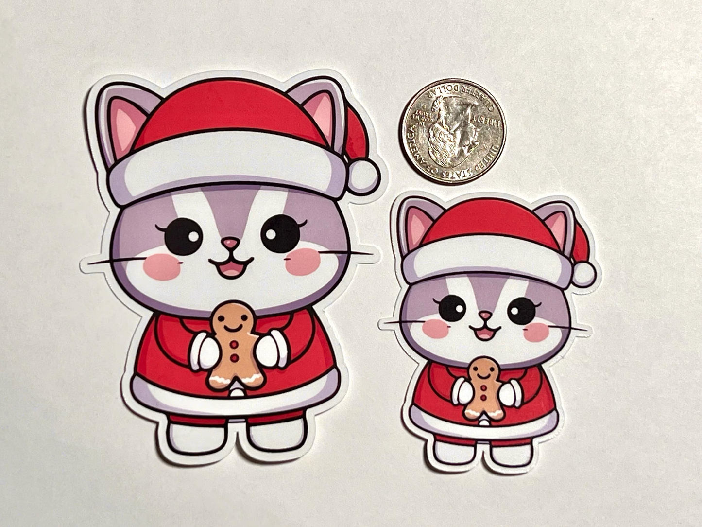 Female Santa Claus Cat Sticker | Mrs. Claus Christmas Sticker