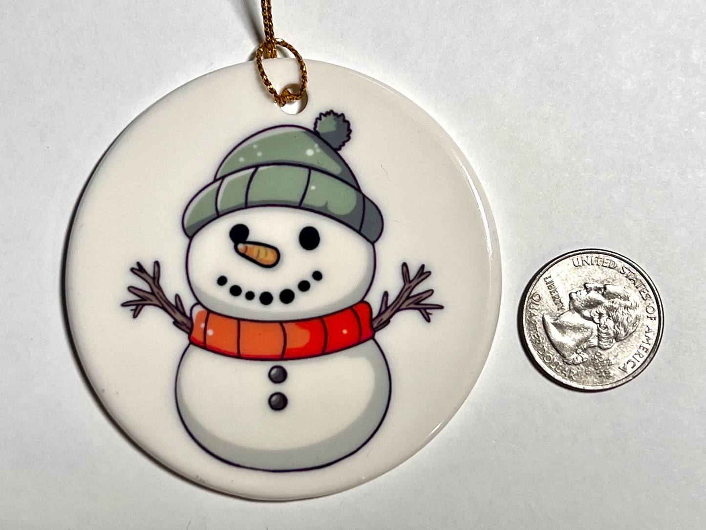Snowman Ceramic Christmas Ornament | Cute Kawaii Design Snowman Ornament