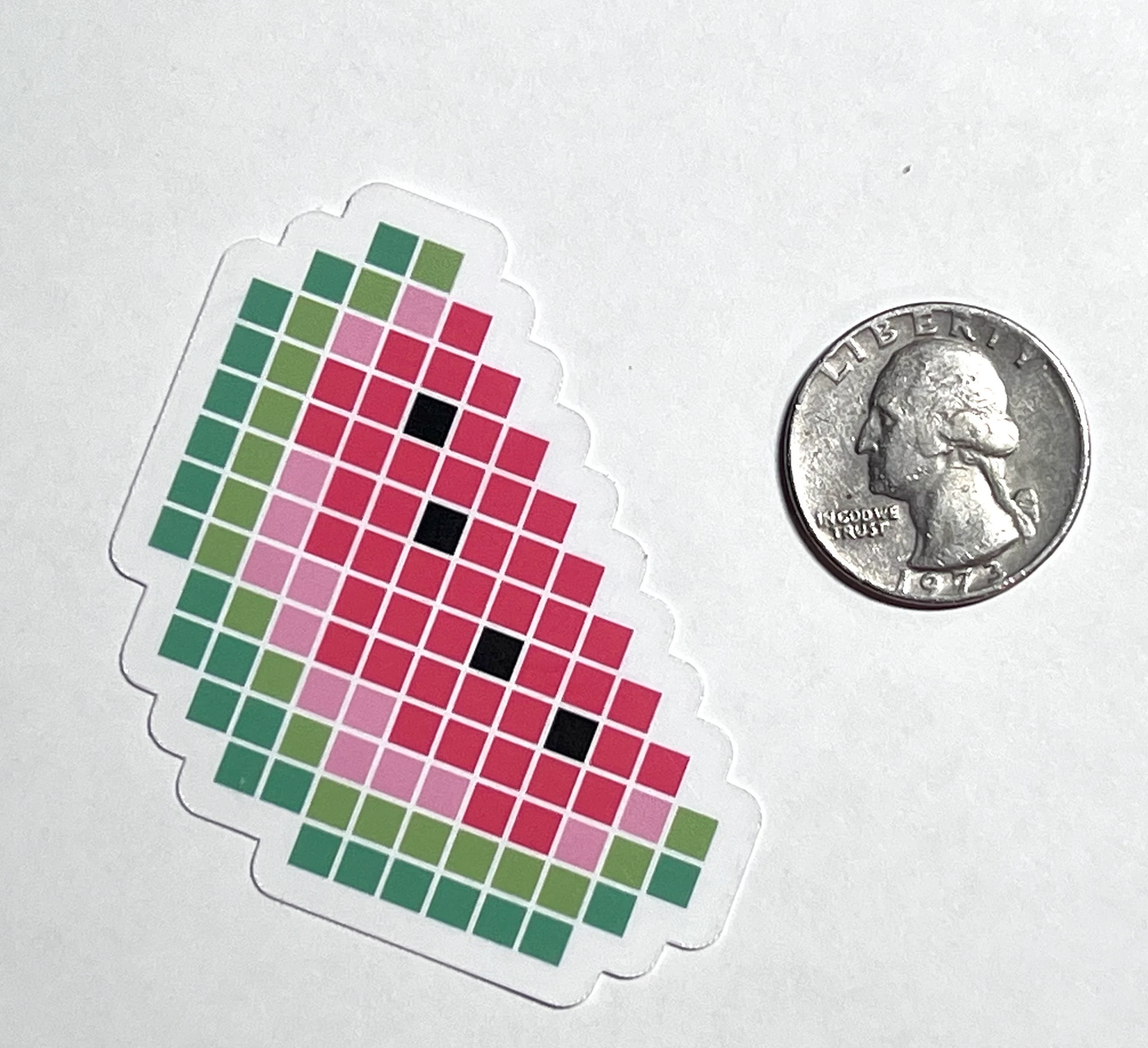 Pixel Watermelon Sticker | Pixel Art Watermelon Sticker | 8-Bit Art | Retro Video Game Sticker