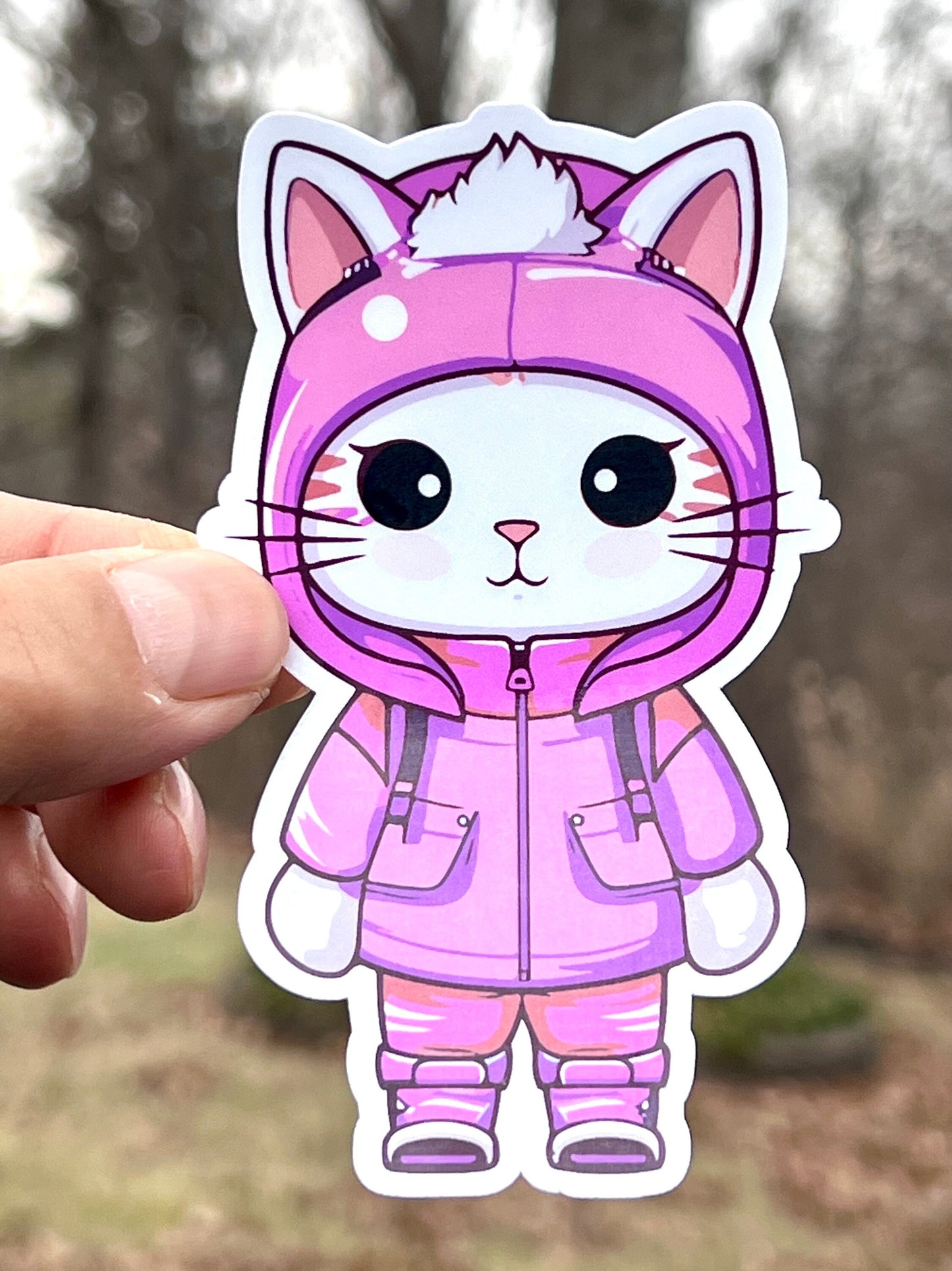 Winter Girl Cat | Chilly Winter Kitty Sticker | Outdoor Adventure Cat | Cool Kitty | Snow Bunny