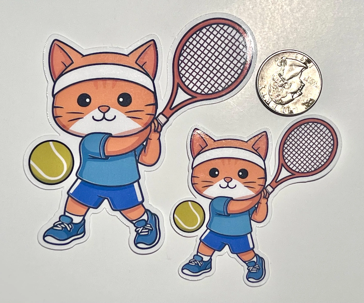 Tennis Cat Hitting Ball Sticker | Cat with Tennis Racket