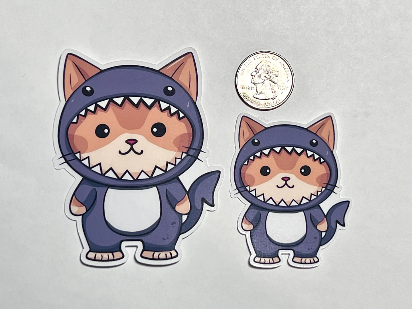 Cat Wearing Shark Costume Sticker | Shark Kitty Halloween Sticker