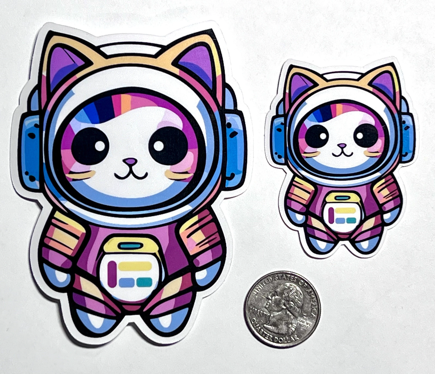 Rainbow Cat Astronaut Sticker | Cute Space Kitty Sticker | Space Suit Cat
