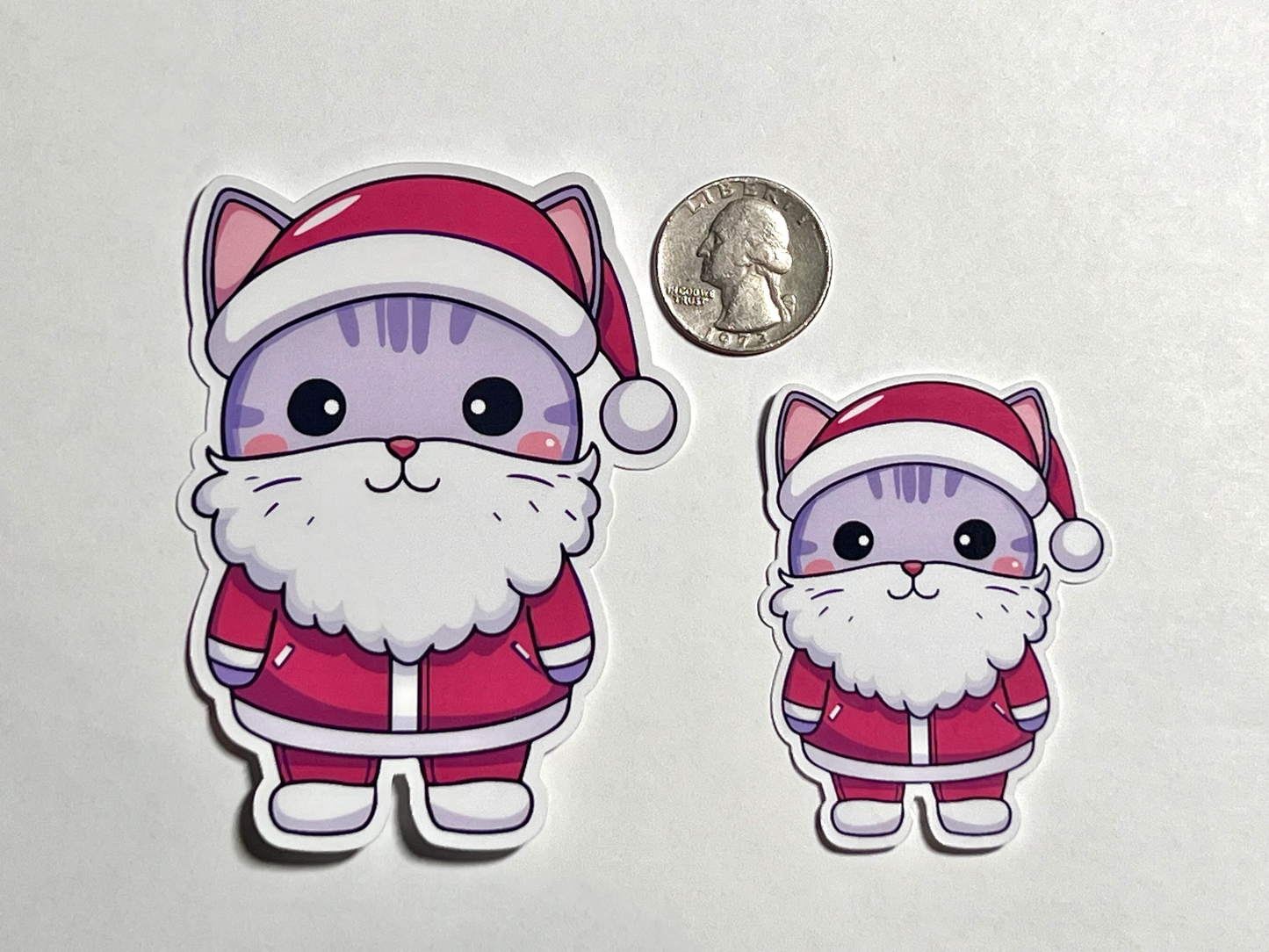 Santa Cat Sticker | Christmas Sticker- Cat Dressed Like Santa Claus | Holiday Spirit | Christmas Stocking Stuffer