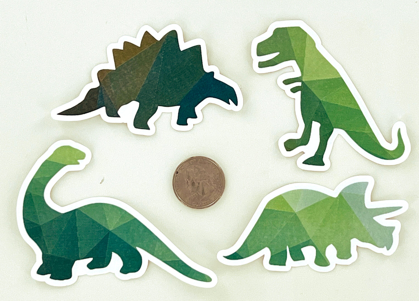 Dinosaur Vinyl Waterproof Stickers Green- Brontosaurus, T-Rex, Stegosaurus, Triceratops, Pteranodon, Personalize Gear with Prehistoric Charm