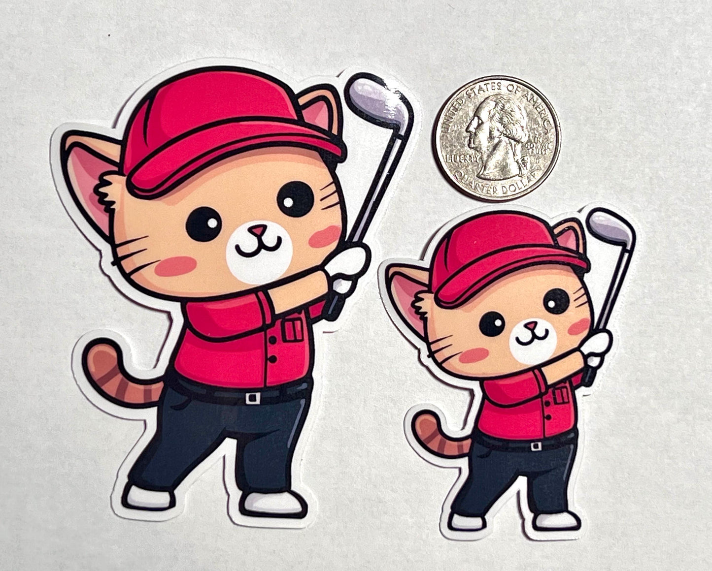 Golf Cat Swinging Club Sticker | Golfing Kitty Vinyl Sticker