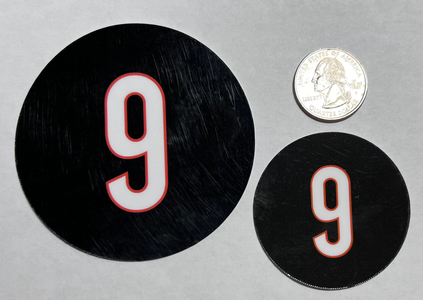 Number 9 Joe Burrow Sticker BLACK- Joe Burrow 9 Uniform- Cincinnati Bengals NFL Quarterback- Available in two sizes 2 & 3 inches.