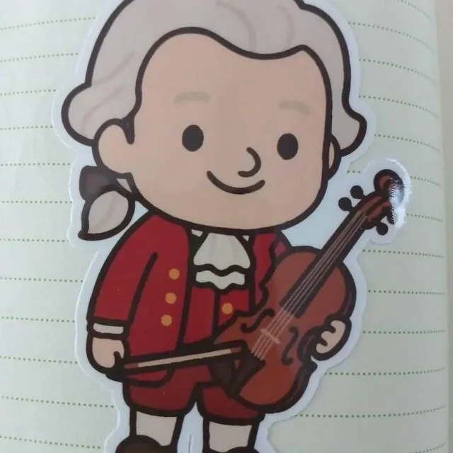 Wolfgang Amadeus Mozart Sticker | Austrian Classical Composer | Kawaii Design