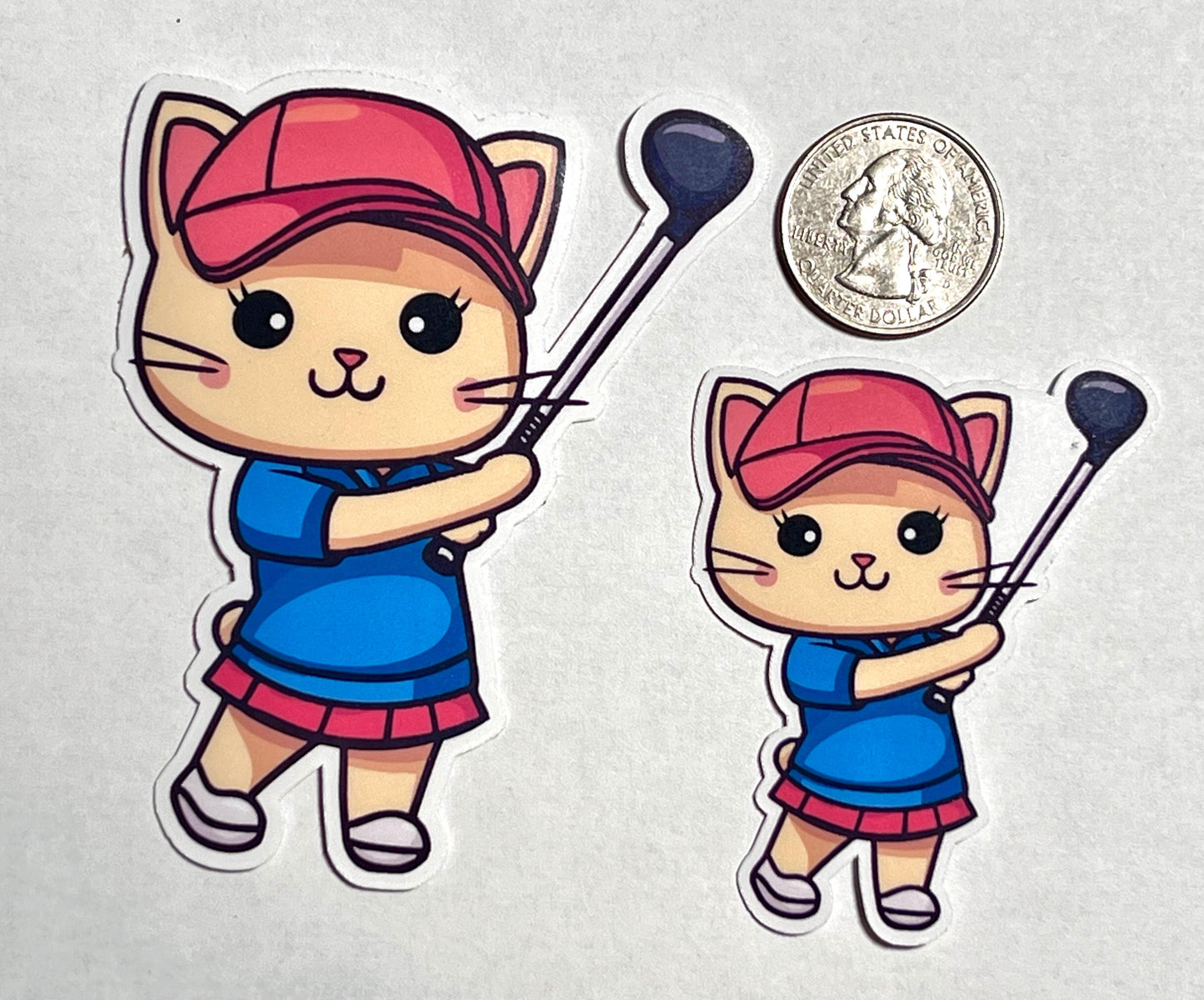 Ladies Golf Cat Sticker | Golfing Kitty Vinyl Sticker | Girl Golf Gift