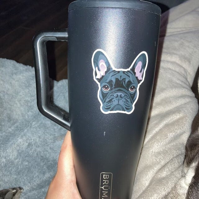 French Bulldog Sticker Black | Frenchie Dog Breed Geometric Design Vinyl Sticker