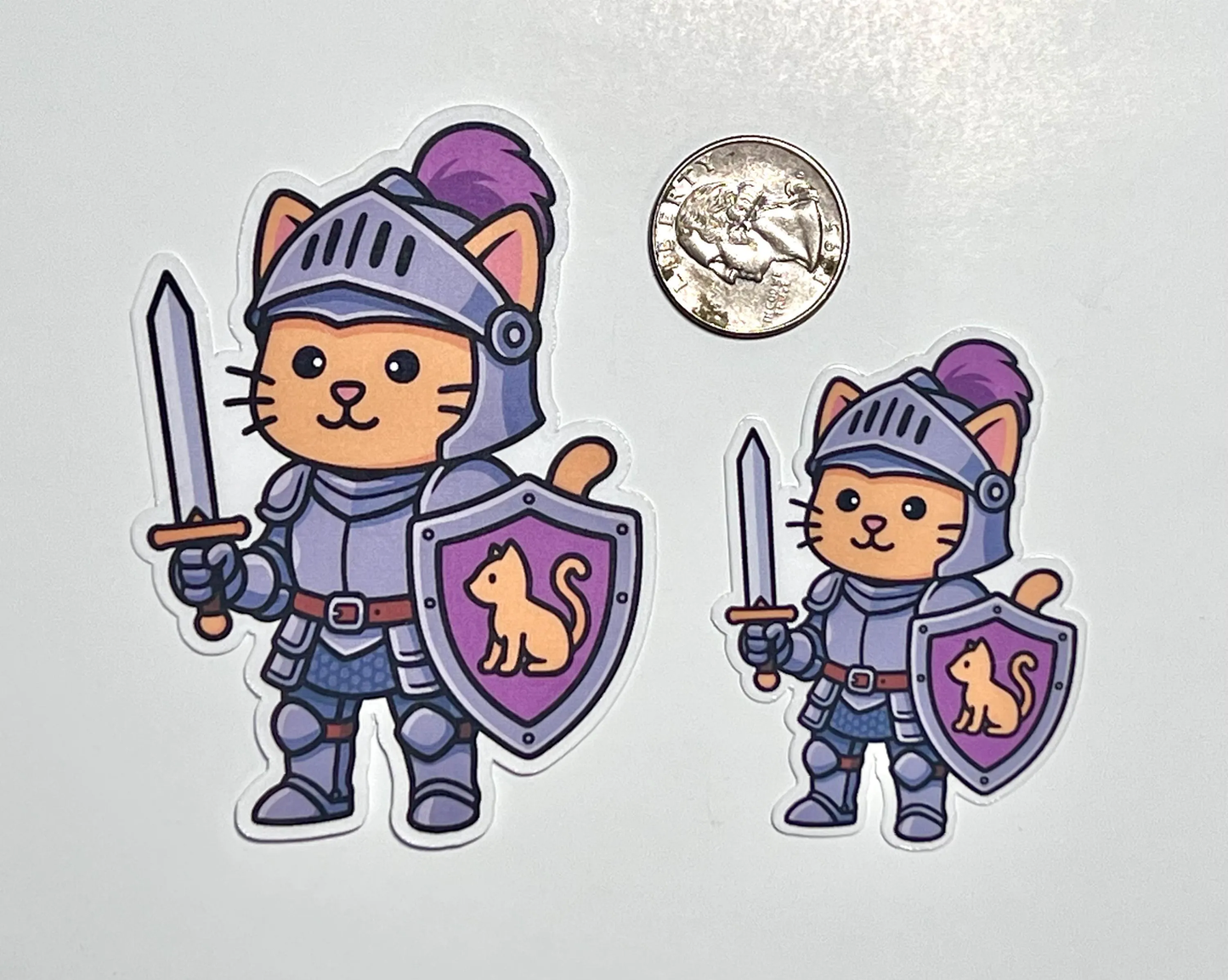 Knight Cat with Shield Sticker | Cat in Knight's Armor Vinyl Sticker