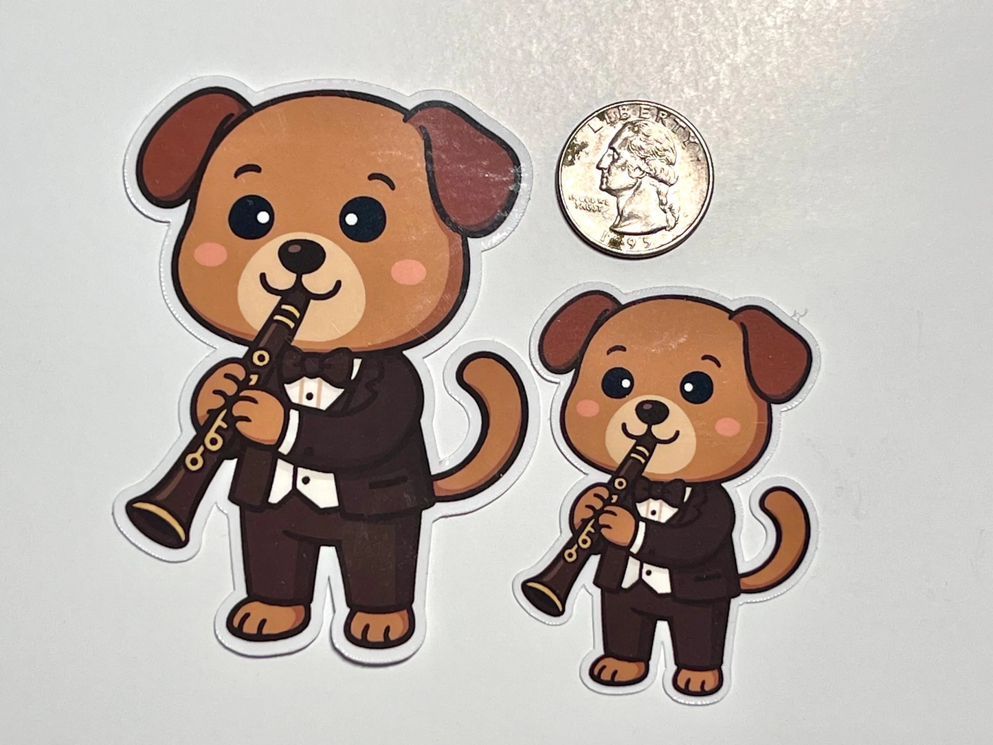 Clarinet Dog Sticker | Clarinet Puppy Orchestra Vinyl Sticker