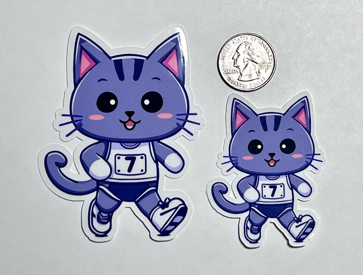 Runner Cat Sticker | Running Marathon Kitty | High School Cross Country Track | 5K 10K Races | Triathlon