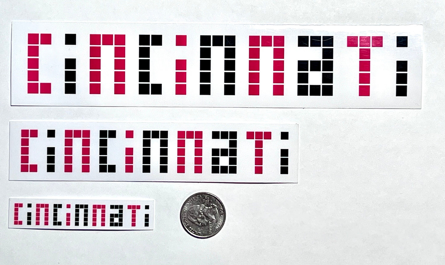 Cincinnati Sign Vinyl Sticker Red and Black- Cincinnati Reds City Connect Colors- Cincinnati Convention Center Sign- Pixel Art 3 Sizes.