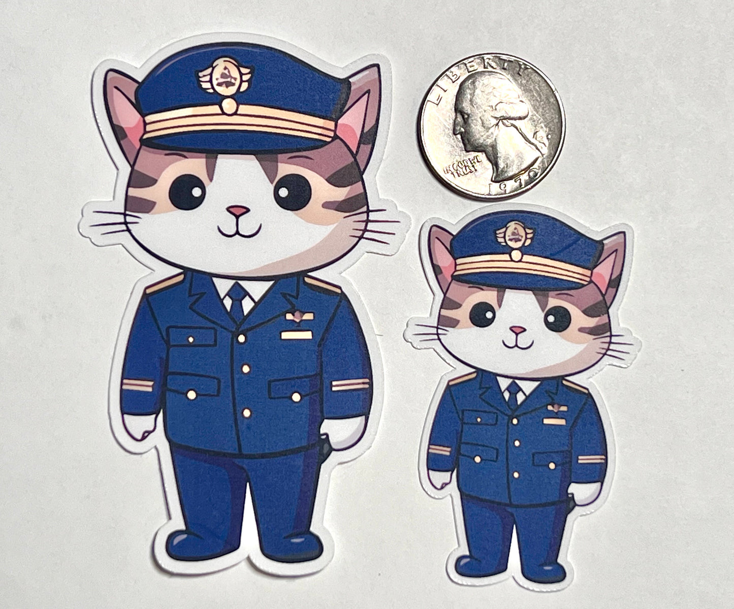 Airplane Captain Cat Sticker | Airline Pilot Cat Vinyl Sticker