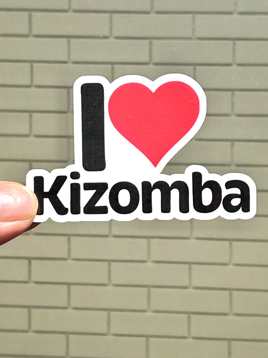 A sticker with the text 'I Love Kizomba' and a heart symbol