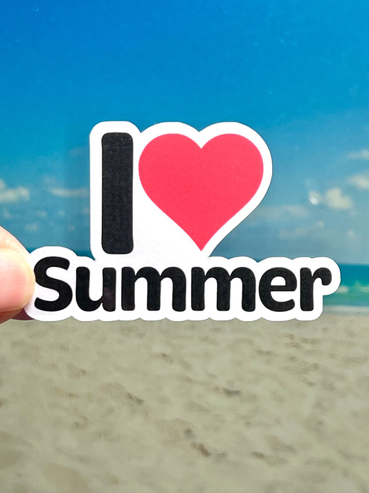 Sticker that says I with a Red Heart and Summer