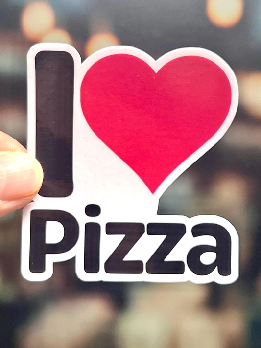 I Love Pizza drawn with an I then a red heart  and then  Pizza