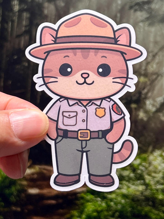 Sticker of a National Parks Ranger Cat
