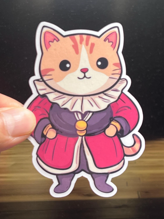 Cat dressed like William Shakespeare Sticker