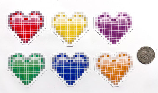 Heart Pixel Art Vinyl Stickers for Water Bottles, lunch boxes, hydro flask, laptops. 8bit stickers, waterproof sticker, Car Sticker