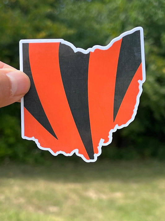 Ohio Bengals Sticker in Orange and Black Stripes- For Cincinnati Bengals Fans | Joe Burrow | Bengals Pride for your water bottle/cooler