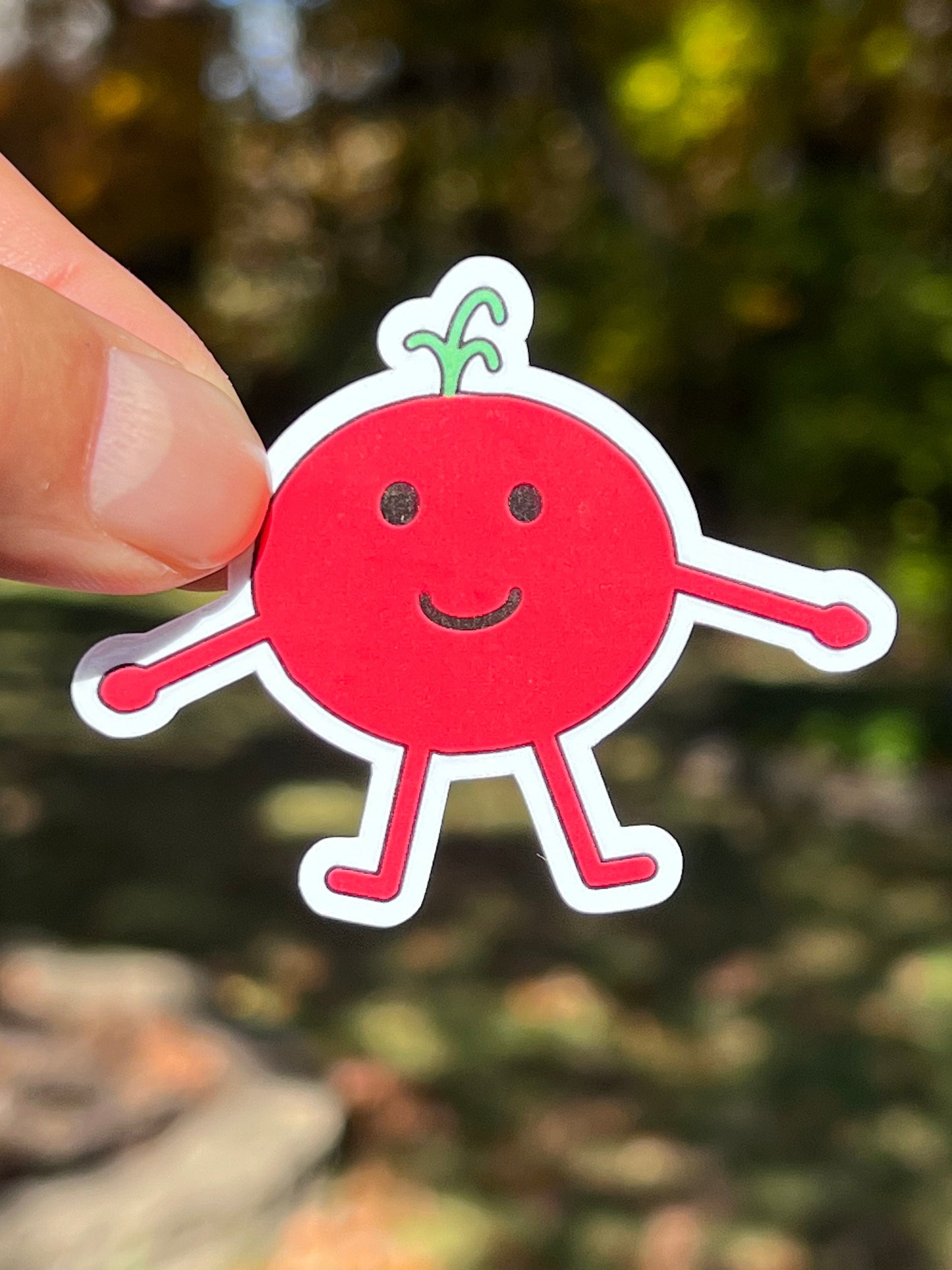 Mr. Tomato- Happy Cartoon Tomato. Waterproof Vinyl Sticker