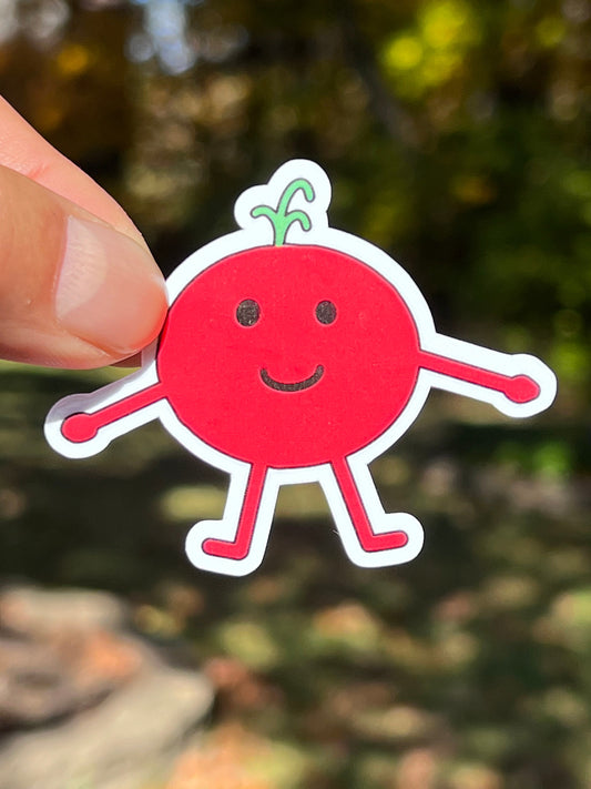 Mr. Tomato- Happy Cartoon Tomato. Waterproof Vinyl Sticker