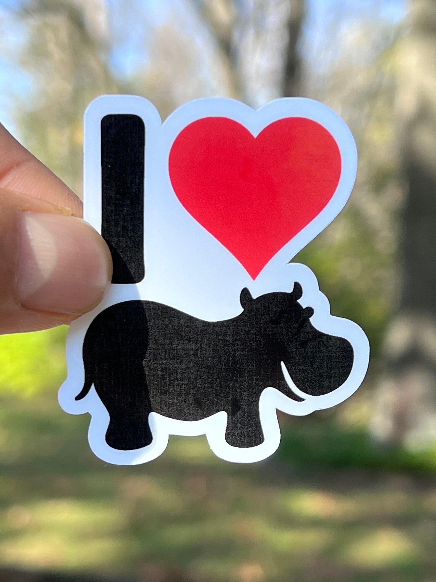 I love Hippos Sticker | I Heart Hippos Vinyl Stickers | Hippopotamus