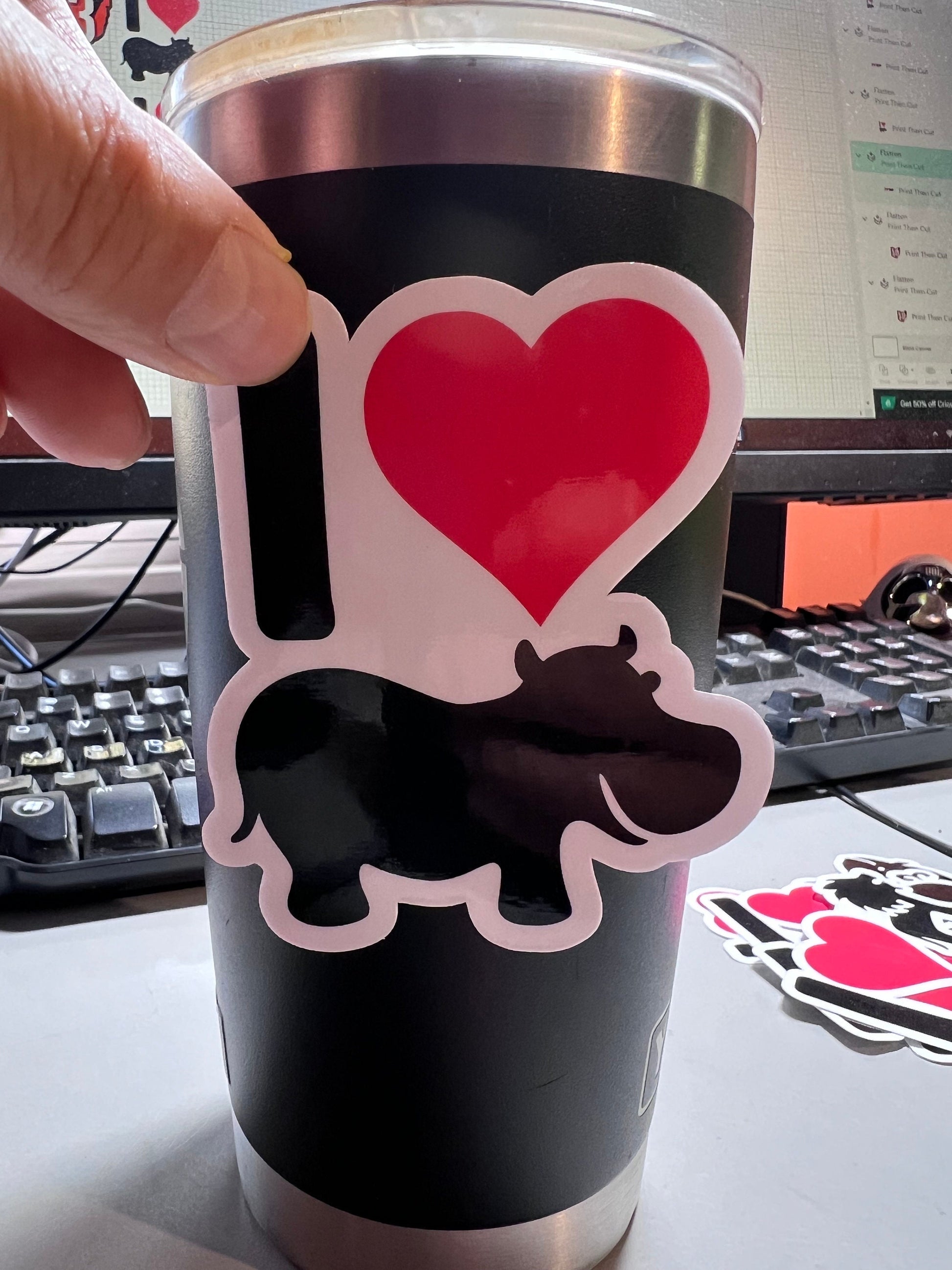 I Heart Hippos Vinyl Sticker image 5