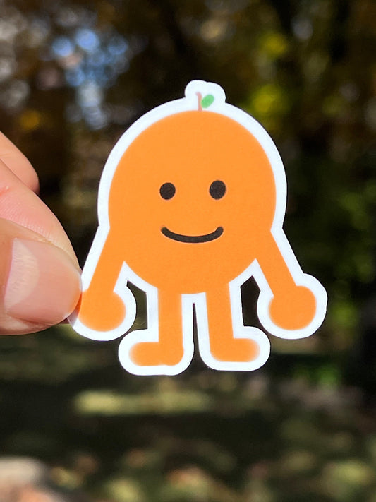 Mr. Orange- Cute Cartoon Orange Sticker | Waterproof Fruit Vinyl Sticker