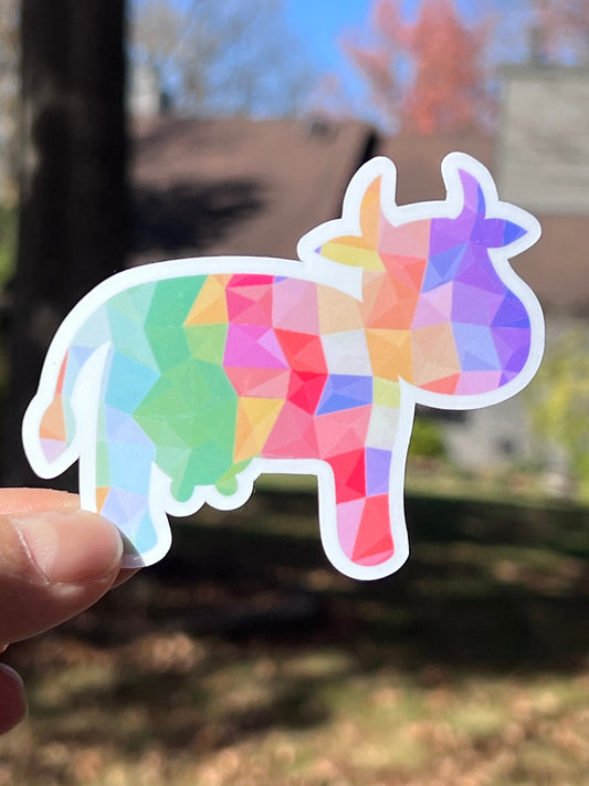 Colorful Cow Sticker | Cow Vinyl Decal | Water Bottle Sticker | Waterproof | Farm Animals | Cow Lovers | Cow Theme Gift | Laptop Sticker