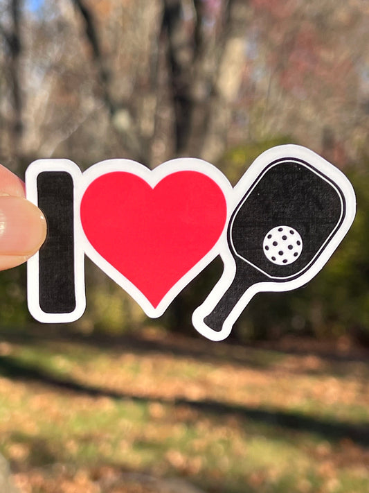 I love Pickleball Sticker | I Heart Pickleball Vinyl Sticker | Cute Pickleball Paddle