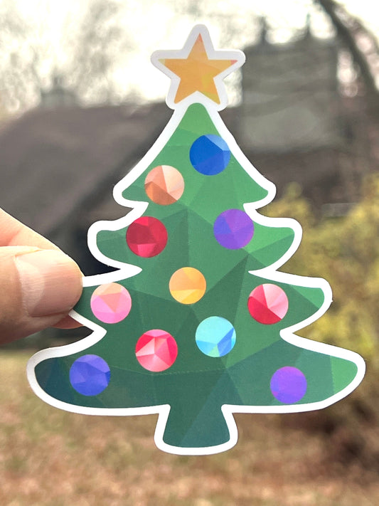 Christmas Tree Sticker | Xmas Tree With Ornaments Vinyl Sticker